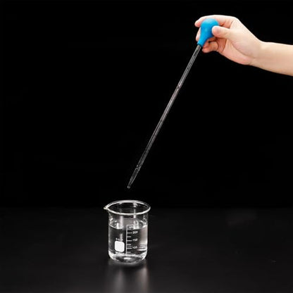 PATIKIL Graduated Dropper Pipettes Kit, 3pcs 0.5ml Borosilicate Glass Pipette with Rubber Cap for Transfer Liquid for Lab, Chemistry, Clear, 7.9" - size: 0.5ml