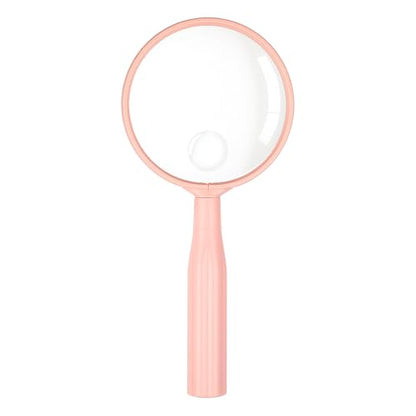 Handheld Reading Magnifier, 10X Large Magnifying Glass 3 Inch Shatterproof Lens with Non-Slip Handle for Seniors Reading, Close Work, Nature Exploration, Hobby Observation, Pink
