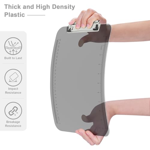 Piasoenc Plastic Clipboards, 8.5 x 11 Clip Board with Ruler,Grey - color: Grey