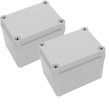 LeMotech Junction Box IP67 Waterproof Dustproof ABS Plastic Project Box for Electrical Outdoor Enclosure Gray 4.3 x 3.1 x 3.3 inch (110 x 80 x 85 mm),2 Pack - size: 4.3" x 3.1" x 3.3" (2pc)