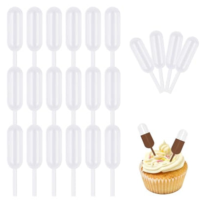 Cupcake Pipettes,50 Pcs Plastic Pipettes Dropper for Cupcakes,4ml Cupcake Pipettes Squeeze Syringes,Disposable Liquid Injectors Squeeze Transfer Dropper for Cupcakes - size: 50 PCS