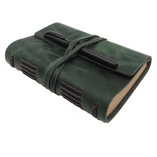 Green Notebook Journal - Genuine Leather Journals for Writing Small Size Diary 5.5x7.5 Inch, Notepad For Women and Man, Gifts,Work,Travel Dark Green - color: Dark Green, size: 5"x7"