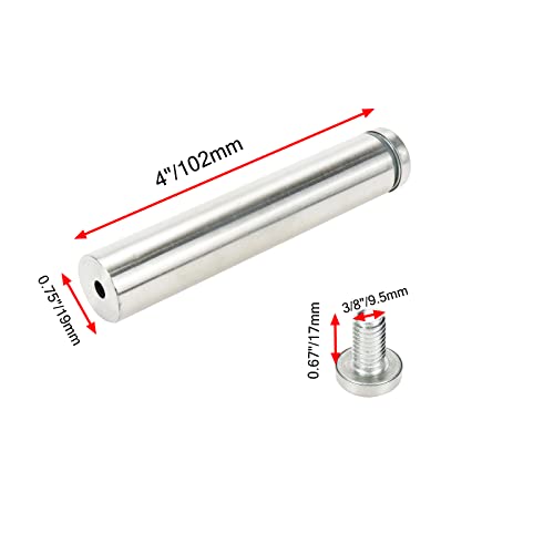 Sign Standoff Screws 0.75" Dia 4" Length Glass Standoff Bolts Stainless Steel 3/8" Thread Dia Advertising Screws - 8pcs - size: 0.75" Dia x 4" Length 8pcs