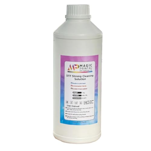 DTF Strong Cleaning Solution 1000ml Heavy Duty Printhead Cleaner for Direct to Film Printers Anti Clog Maintenance Fluid for I3200 A1, I1600 A1, L1800, XP-15000, ET-8550 - size: Strong Cleaning Solution-1L