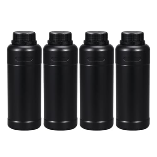 16 oz Black HDPE Wide Mouth Bottles, Light-Proof Plastic Storage Bottles with Leakproof Sealed Caps, 4 Pack - color: Black, size: 16 Ounces