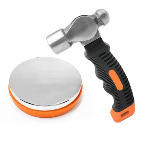 Steel Bench Block and Metal Stamping Hammer Kit, No-Rebound Metal Bench Block, Jewelry Stamping Hammer, Jewelry Metal Stamping Tools for Jewelry Making & Metal Stamping - color: Orange, Round
