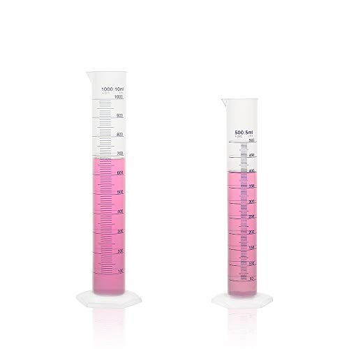 2pcs Plastic Autoclavable Graduated Cylinders, 500ml 1000ml, LVF004 - color: cylinder set