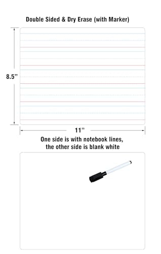 Dry Erase Lined Whiteboard for Kids, White Board with Lines for Writing, Handwriting Practice Board for School and Homeschool Supplies (Pack of 3) - size: 11"W x 8.5"H (Pack of 3)