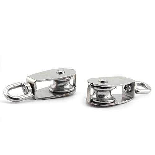 3-Pack M20 Single Pulley Block Stainless Steel Heavy Duty Hardware Single Wheel Swivel Rigging Lifting Wheel Fixed Pulley for Wire Rope Loading 75kg - size: 3-Pack M20