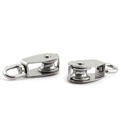 3-Pack M20 Single Pulley Block Stainless Steel Heavy Duty Hardware Single Wheel Swivel Rigging Lifting Wheel Fixed Pulley for Wire Rope Loading 75kg - size: 3-Pack M20