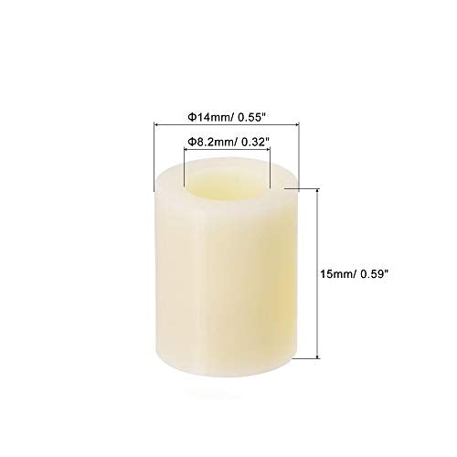 uxcell ABS Round Spacer Washer ID 8.2mm OD 14mm Length 15mm Plastic Standoff for 3D Printer, TV Wall Mounting, Electrical Outlet, Beige, 100Pcs - size: 15mm