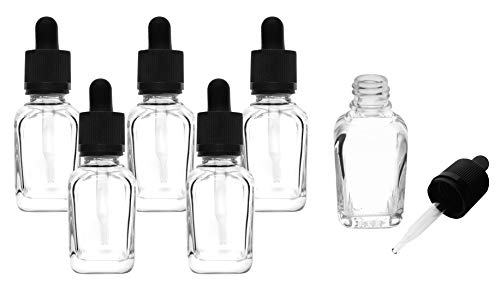 EISCO 6PK Heavy Duty Barnes Dropping Bottles, 30ml (1oz) - Transparent Soda Glass - 1ml Capacity Glass Dropper - Screw Cap with & Rubber Bulb Labs