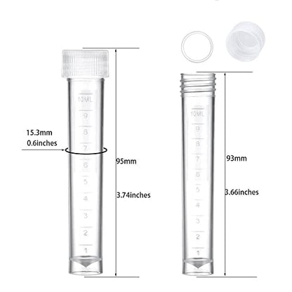 50PCS 10ml Plastic Small Vials with Screw Caps Sample Tubes Cryotubes,PP Material, Free from DNase, RNase, Human DNA - style: 10ml 50pcs