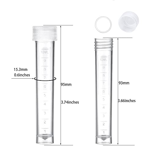 50PCS 10ml Plastic Small Vials with Screw Caps Sample Tubes Cryotubes,PP Material, Free from DNase, RNase, Human DNA - style: 10ml 50pcs