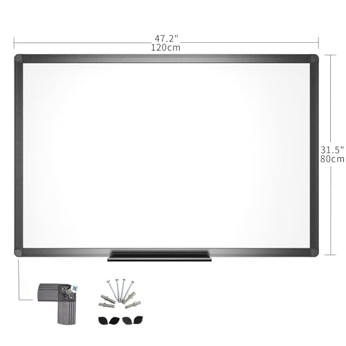VIZ-PRO Magnetic Dry Erase Board, 48 x 32 Inches, Black Aluminium Frame - size: 48 x 32 inches