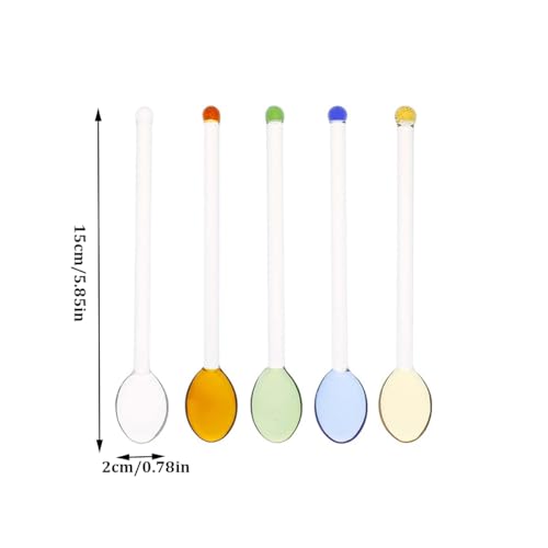 5 Pieces Glass Spoons for Coffee Teaspoons Glass Stirring Spoon Rod 5.9 inch Coffee Stirrers Ice Tea Spoon Glass Mixing Spoon for Tea SugarHome Bar Party