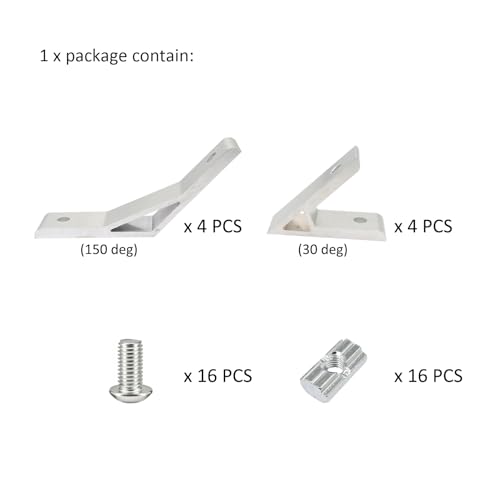4Pcs 30deg, 4Pcs 150deg 1010 Angle Bracket 1" x 1" 10 Series Aluminum Extrusion 30 Degree Joint Connector Brace for Slot 30° Corner Joiner 150deg 1020 1 Inch Extruded Aluminium Profile - style: 4 sets 30deg 150deg bracket with m6
