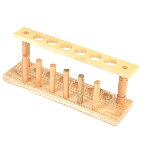 Wooden Test Tube Rack 6/8/10 Hole - Laboratory Tube Holder for Experiments, Durable Wood Stand with Alkali Resistance(6 Hole) - size: 6 Hole