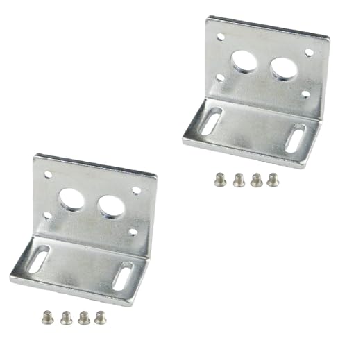 2Pcs 370 Motor Mounting Bracket Holder with Screws, Alloy Steel L-Shape Fixed Seat, DC Worm Geared Motor Holder Bracket for 370 Motor - size: Silver 370 Motor Bracket