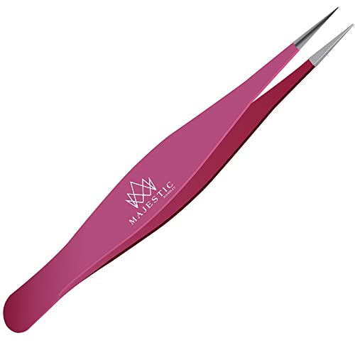 Majestic Bombay Fine Point Tweezers, Eyebrows, Facial Hair, Women and Men - color: Pink