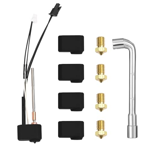 Hotend Print Head Extruder Kit for Prusa I3 MK4, 3D Printer Assembled Hot End Kit Replacement with Thermistor, Heater Cartridge, Heating Block, Brass Nozzle and Silicone Cover
