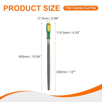 HARFINGTON Triangle Coarse Teeth Cut File 12" Double Cut Teeth High Carbon Steel Hand Rasp File Plastic Handle for Metal Wood Deburring Removing - size: 12", style: Coarse