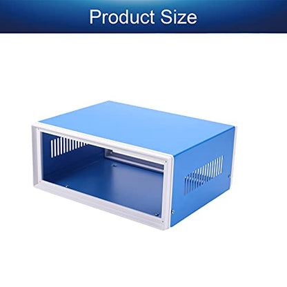 Fielect Electronic Enclosure Case Junction Box Blue Metal Enclosure Project Case Box for Electronic Projects 9.06 x 7.28 x 3.94 inch - size: 9.06" x 7.28" x 3.94"