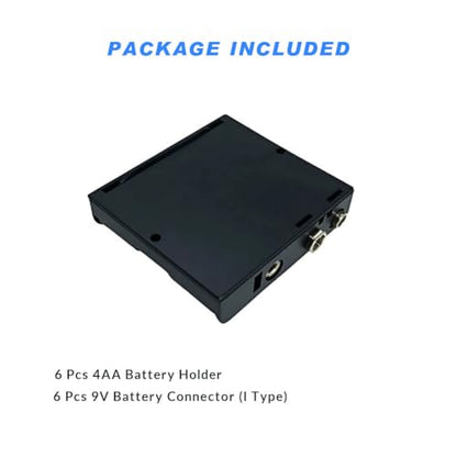 6 Set 4 AA Battery Holder with 9 Volt Battery Snap Connector - I Type