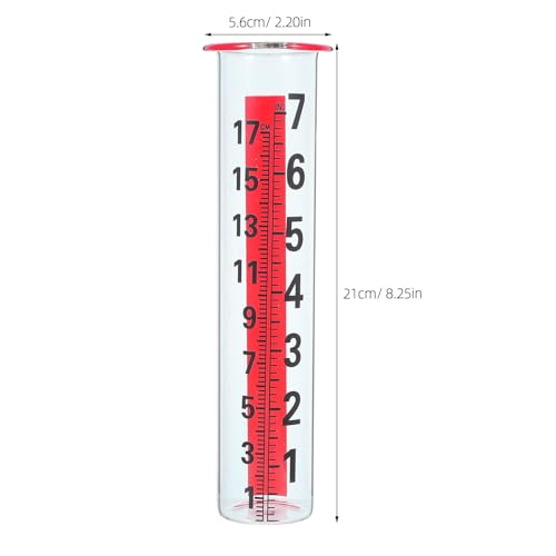 Rain Gauge Glass Replacement Tube, Clear Rain Measurement Device, 8" Water Conservation Tube for Outdoor Garden Yard Water Measurement