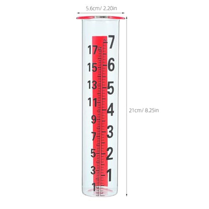 Rain Gauge Glass Replacement Tube, Clear Rain Measurement Device, 8" Water Conservation Tube for Outdoor Garden Yard Water Measurement