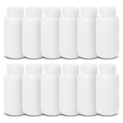 United Scientific HDPE Sample Bottles with Lids, 250ml, Wide Mouth, 12-Pack - size: 8 oz (Pack of 12)