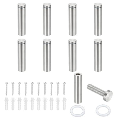 PATIKIL 3/4x2.8" Standoff Screws, 8 Pack Stainless Steel Stand Off Wall Mounts Wall Sign Mounting Hardware Advertising Standoff Nail for Hanging Acrylic Signs Picture Frame, Silver - size: 3/4x2.8"