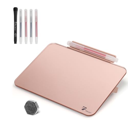 Rose Gold Mini Desktop Pure Glass Whiteboard, Small Glass Dry-Erase Stand - color: Rose Gold