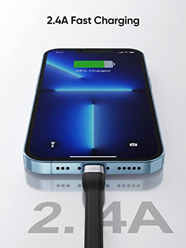 CableCreation iPhone Charging Cable, 15cm USB to Lightning Charging Cord - color: black