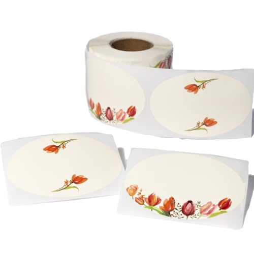 MONEST Waterproof Label Stickers for Jars and Lids, Pantry, Mason Jar, Canning, Spice, Bottle Labels (Red Tulip 2"x3") - style: Red Tulip 2"x3"