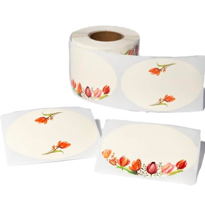 MONEST Waterproof Label Stickers for Jars and Lids, Pantry, Mason Jar, Canning, Spice, Bottle Labels (Red Tulip 2"x3") - style: Red Tulip 2"x3"