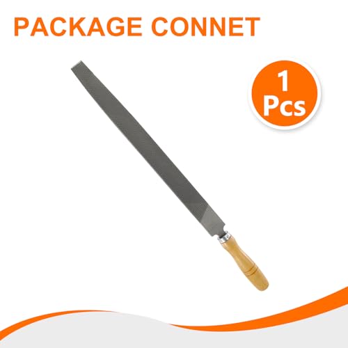 HARFINGTON Tip Coarse Cut File 14" Double Cut Teeth High Carbon Steel Hand Rasp File with Wood Handle for Metal Wood Deburring Removing - size: 14", style: Coarse
