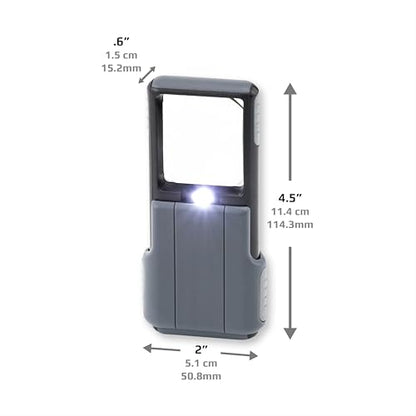 Carson MiniBrite LED Lighted Slide-Out Aspheric Magnifier with Protective Sleeve (PO-55), 5X, Gray - size: Single Pack