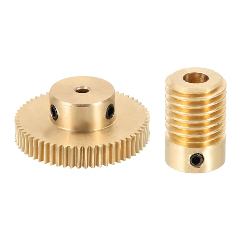 uxcell Worm Gear Set 60T 0.5 Module 60:1 Reduction Rate, Right Rotation Drive Gear Box Wheel Reduce Transmission Part (Brass Gear-3mm Bore, Brass Rod 5mm Bore) - size: Gear-3mm, Rod-5mm Bore, style: 0.5M-60T