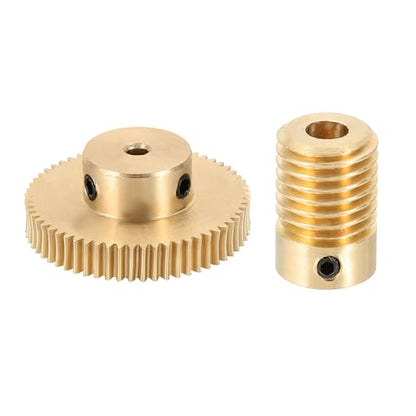 uxcell Worm Gear Set 60T 0.5 Module 60:1 Reduction Rate, Right Rotation Drive Gear Box Wheel Reduce Transmission Part (Brass Gear-3mm Bore, Brass Rod 5mm Bore) - size: Gear-3mm, Rod-5mm Bore, style: 0.5M-60T