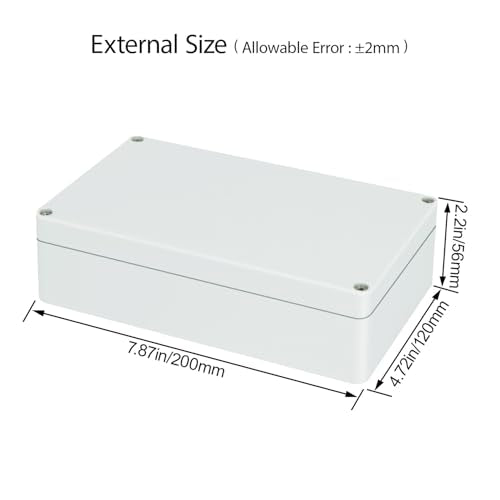 Project Box ABS Plastic Junction Box IP65 Waterproof Weatherproof Electrical Enclosoure Power Box for Electric Gray White 7.87"x 4.72"x 2.2"(200 x 120 x 56mm) - color: Gray White, size: 7.87" x 4.72" x 2.2"