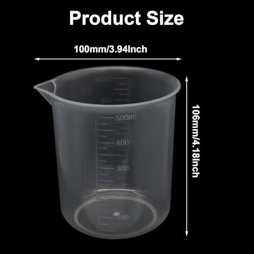 Waziaqoc 500ml/17oz Plastic Graduated Beaker, 6 Pack - size: 4.18 x 3.94 Inch