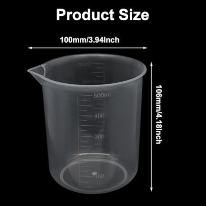 Waziaqoc 500ml/17oz Plastic Graduated Beaker, 6 Pack - size: 4.18 x 3.94 Inch