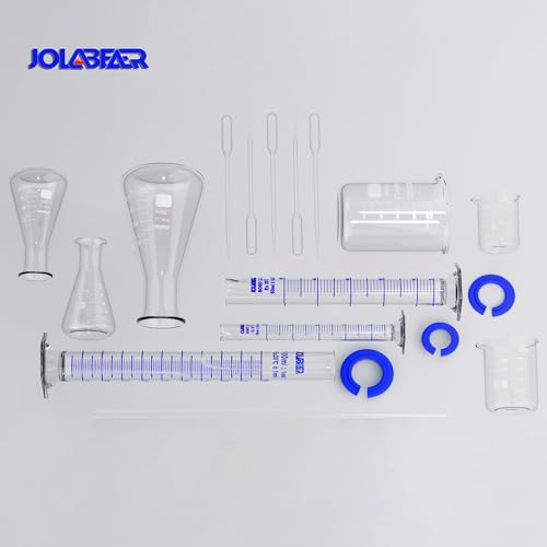 JOLABEAR Lab Glass Beakers, Cylinders and Flasks Set, 15pcs