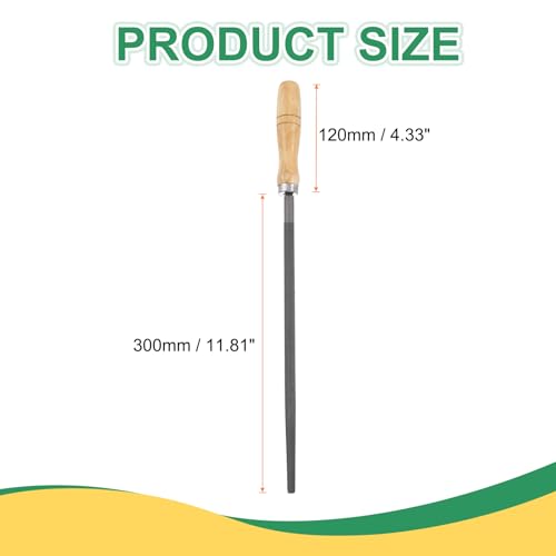 HARFINGTON 12" Round Coarse Cut File Double Cut Teeth Coarse Metal File High Carbon Steel T12 with Wood Handle for Metal Wood Finishing Roughing, Grey/Yellow - size: 12", style: Coarse Cut