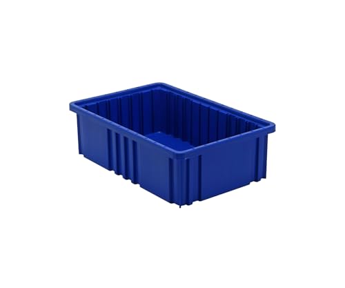 Quantum QFS-DG92050BL Dividable Grid Heavy Duty Parts Organizer Bins, 16-1/2"L x 10-7/8"W x 5"H, 12 Pack, Stackable Compartment Storage - color: Blue