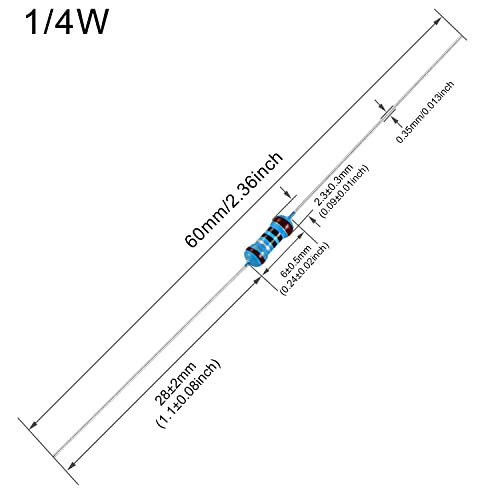100pcs 1 ohm Resistor 1/4w (0.25 Watt) ±1% Tolerance Metal Film Fixed Resistor, Multiple Values of Resistance Optional - size: [E6P001] 1 ohm