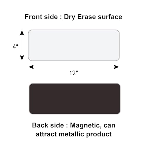 Larger Magnetic Dry Erase Labels 12"x 4" White, Big Dry Erase Magnetic Labels for Whiteboards, Fridge, School Classroom, Pack of 10 - color: White, size: 12 x 4 Inch