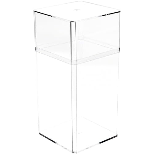 Pioneer Plastics 048C Clear Large Tall Rectangular Plastic Container, 3.75" W x 3.75" D x 8.25" H