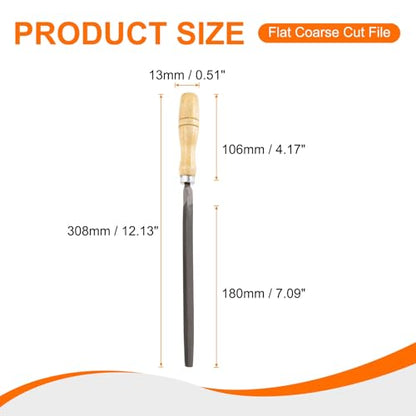 HARFINGTON Triangle Medium Teeth Cut File 8" Double Cut Teeth High Carbon Steel Hand Rasp File Wood Handle for Metal Wood Deburring Removing - size: 8", style: Medium